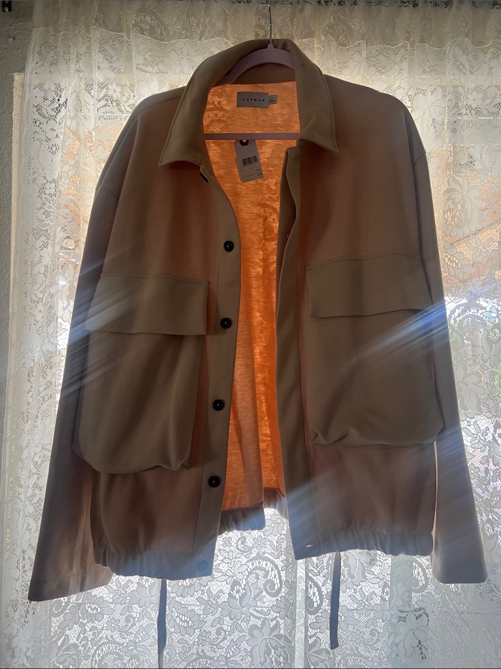 Topman Taupe Shirt Jacket with Utility Pockets